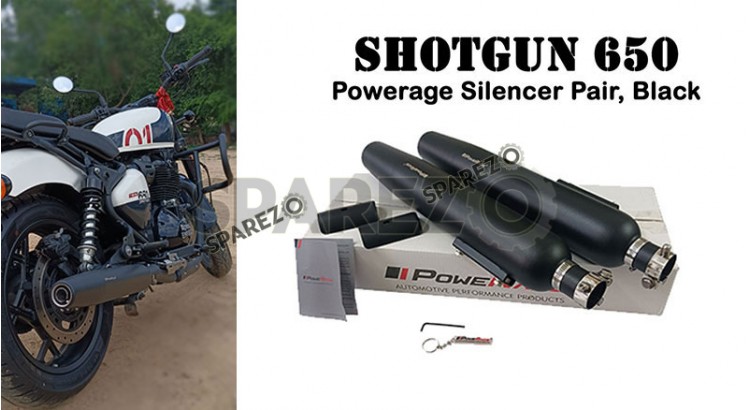 Fit For Royal Enfield Shotgun 650 Powerage Exhaust Silencer Black Pair - SPAREZO